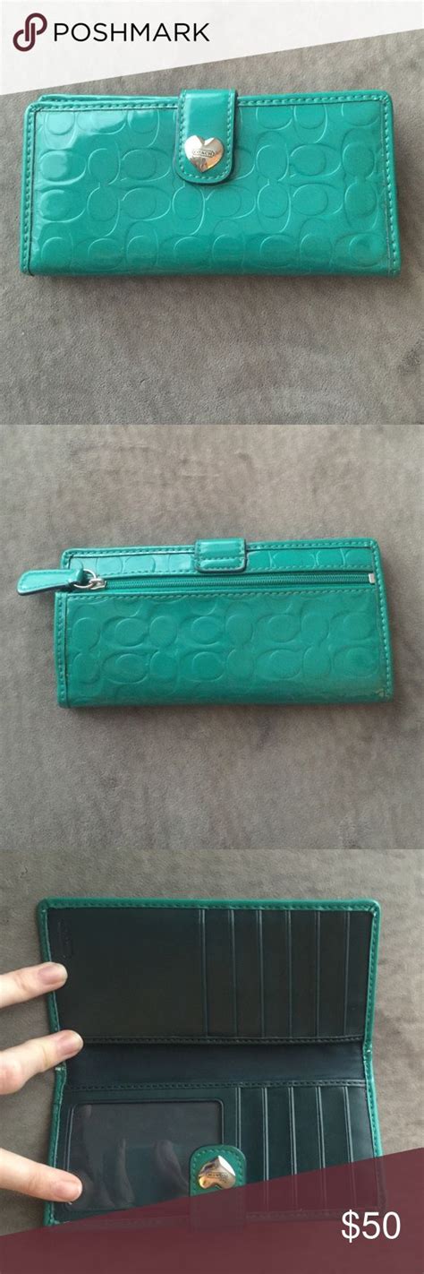 teal designer wallet|coach wallet.